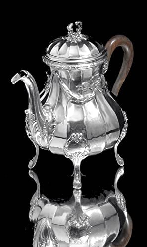 CHRISTOFLE (CARDEILHAC) ANTIQUE FRENCH 6pc. 950 STERLING SILVER TEA SET + TRAY 1850-1899 - 6