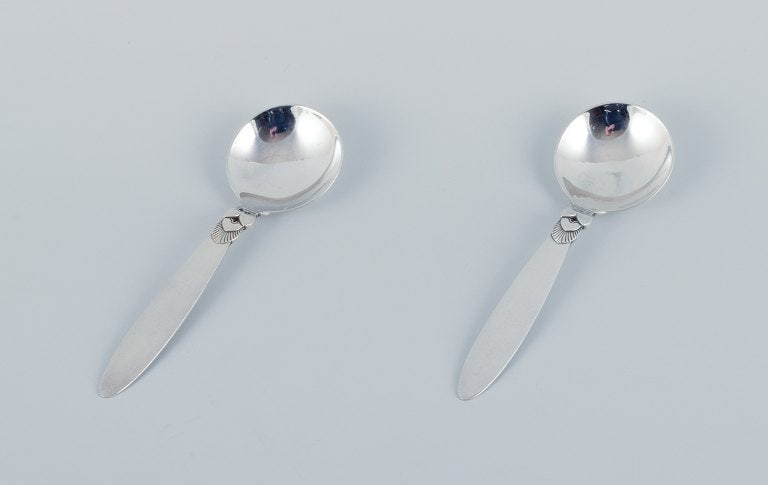 Georg Jensen, Cactus, a pair of sterling silver jam spoons. (1 of 6)