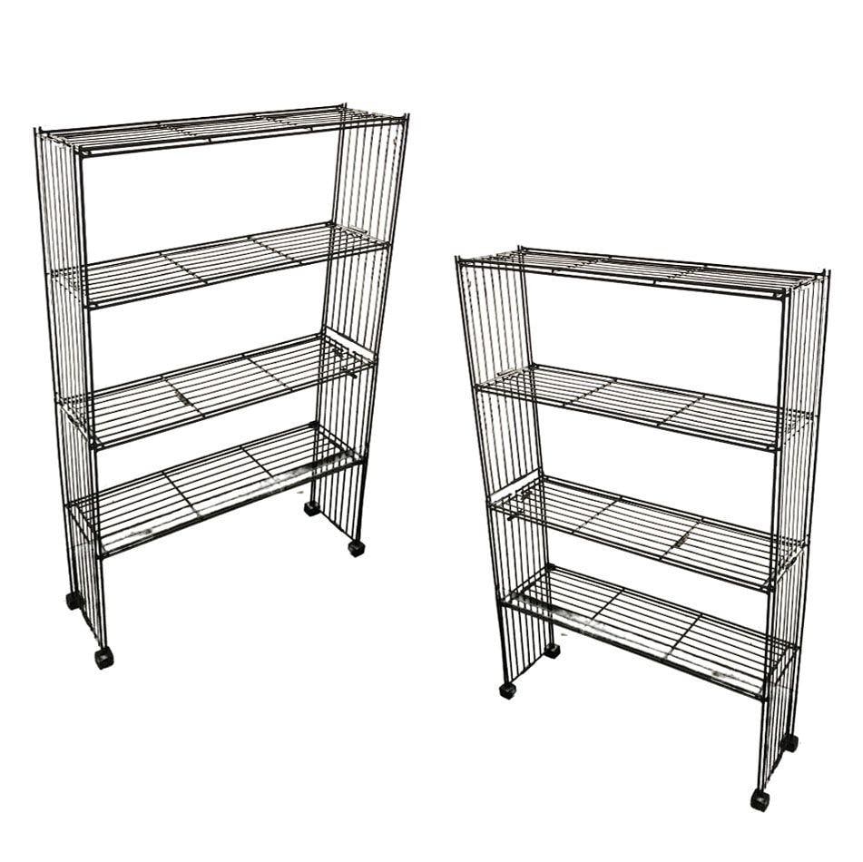 Mid-Century 4-Tier Iron Wire Art Display Shelf Bookshelf, Pair - 8