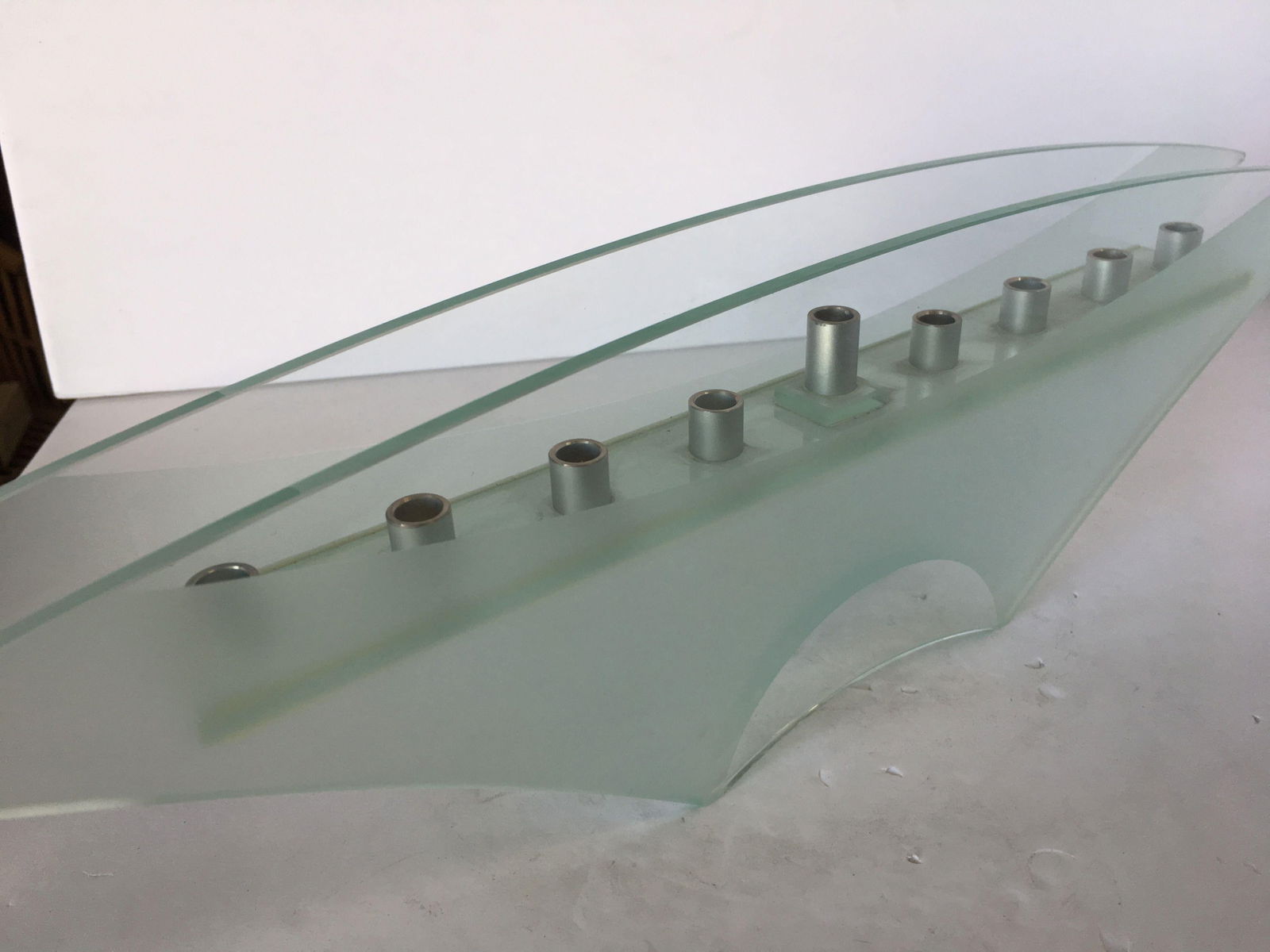 Frosted Art Glass Mantelpiece Candelabra - 4