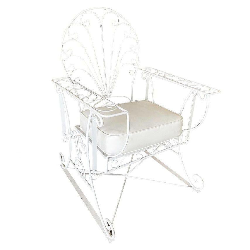 Iron Wire Patio/Outdoor Slider Rocking Lounge Chair with Scrolling Arms, Pair - 10