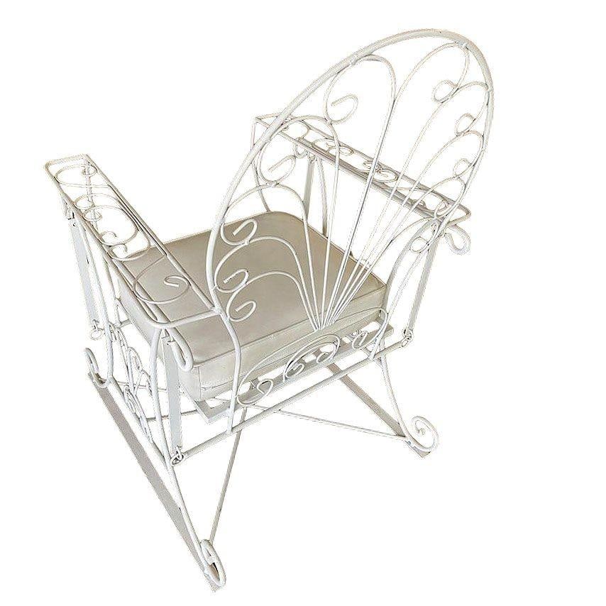 Iron Wire Patio/Outdoor Slider Rocking Lounge Chair with Scrolling Arms, Pair - 14