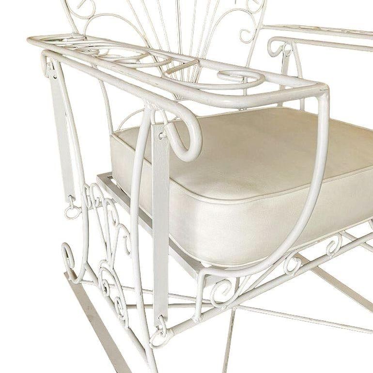 Iron Wire Patio/Outdoor Slider Rocking Lounge Chair with Scrolling Arms, Pair - 18