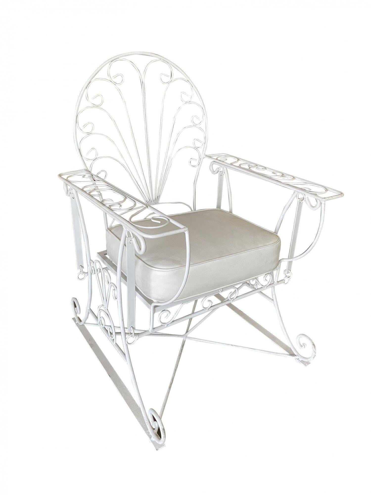 Iron Wire Patio/Outdoor Slider Rocking Lounge Chair with Scrolling Arms, Pair - 20