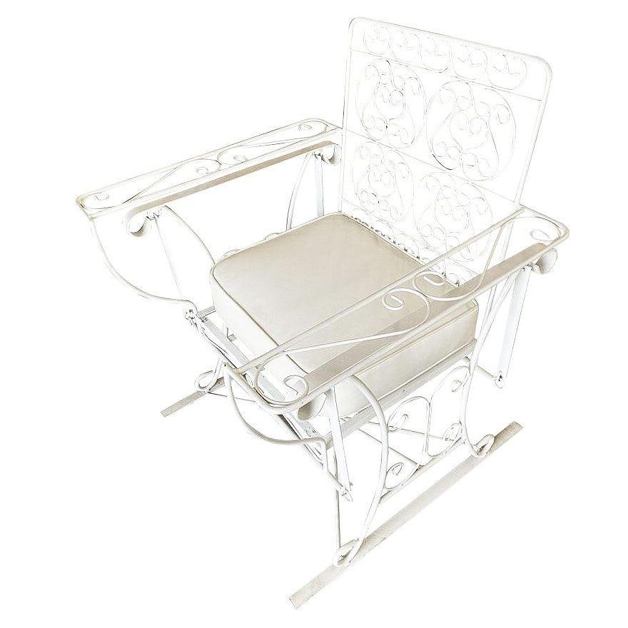 Iron Wire Patio/Outdoor Slider Rocking Lounge Chair with Scrolling Arms, Pair - 4