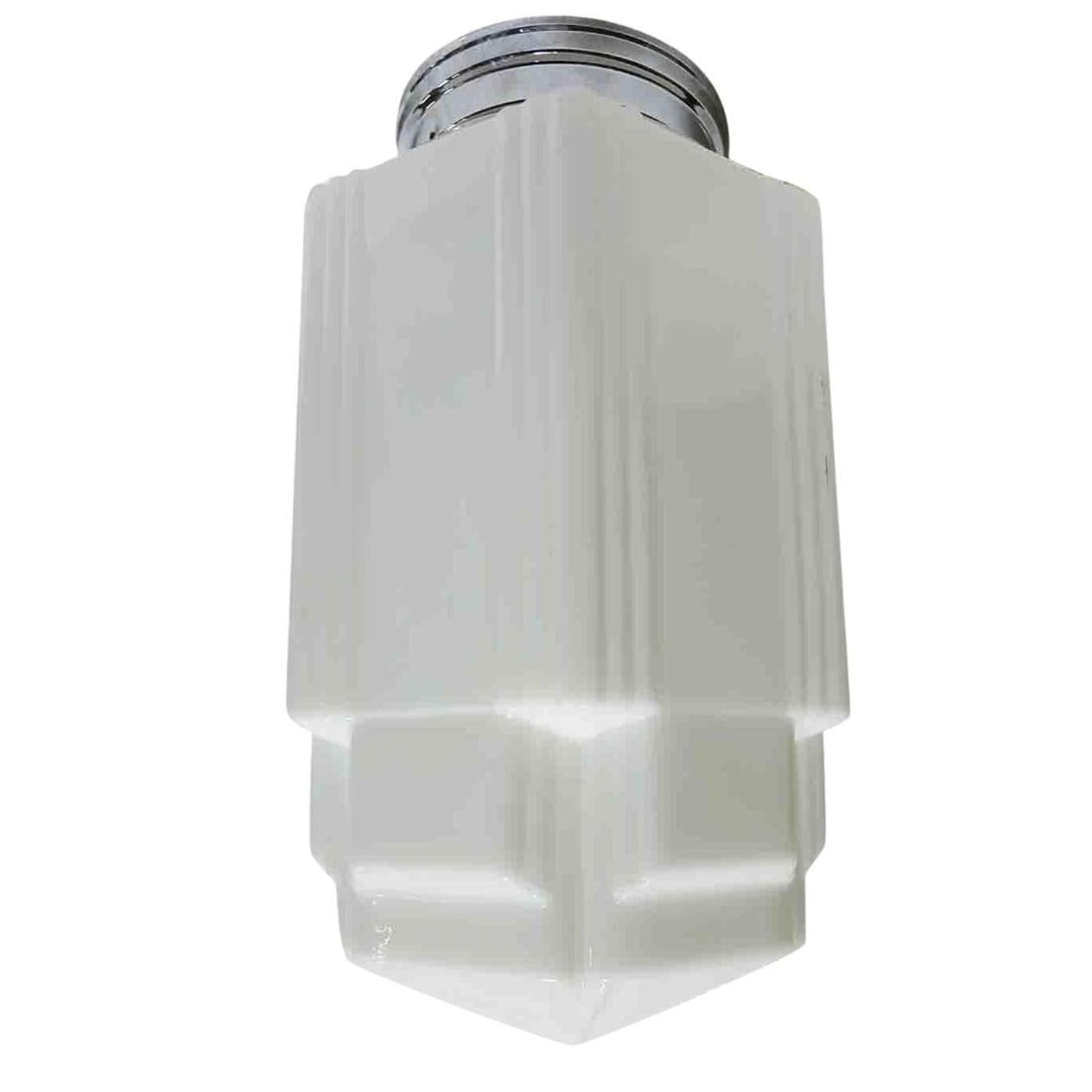 Tall Art Deco Stepped Skyscraper Ceiling Glass Globe Pendant, 4 Available - 3