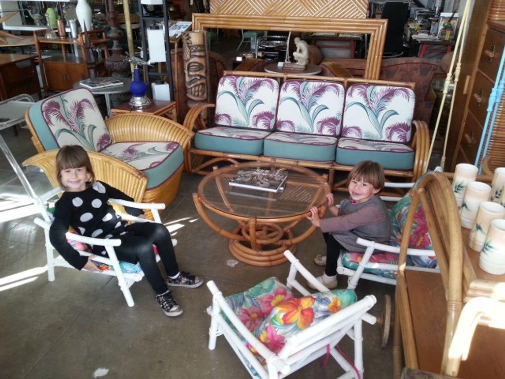 Ficks Reed Restored Vintage Complete Rattan Children's Living-Room Set - 6