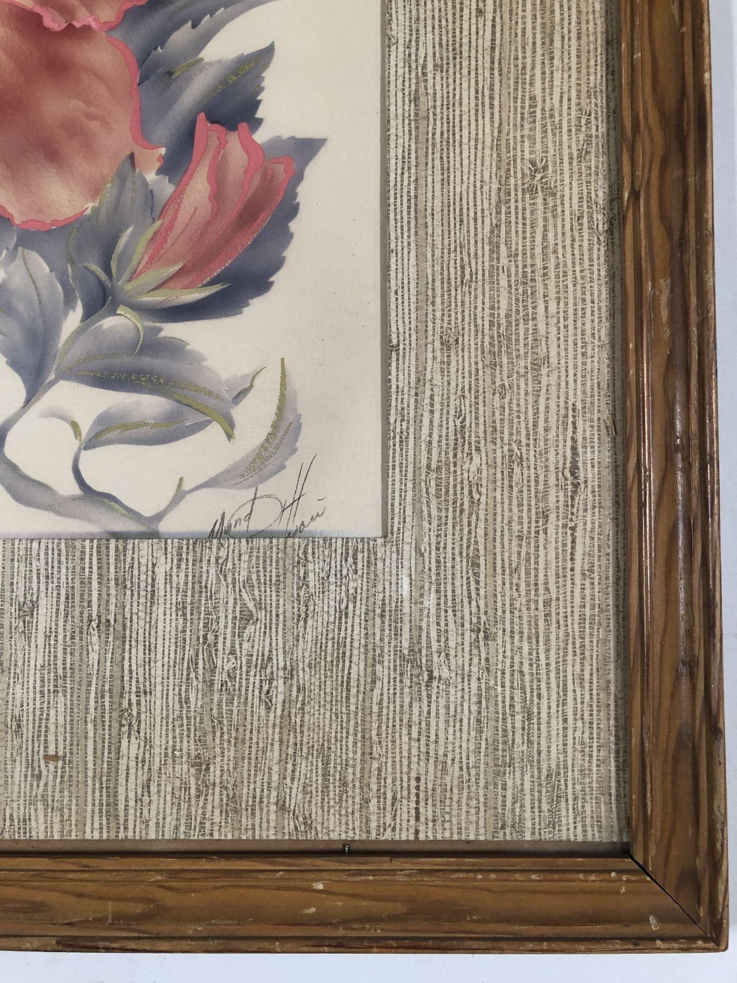 1940 Floral Still Life Original Airbrushed Painting by Ted Mundorff, Pair - 5