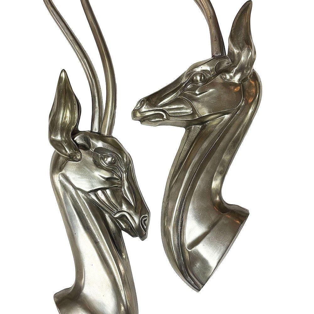 Modernist Polished Aluminum Gazelle Wall Sculpture Pair by Pendergrast - 9