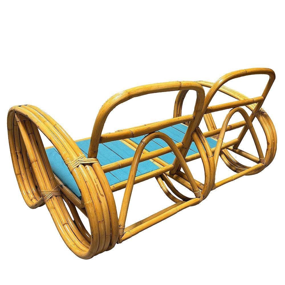 Restored Mid-century Rattan 3-Strand 3/4 Reverse Pretzel Sectional Settee Sofa - 4