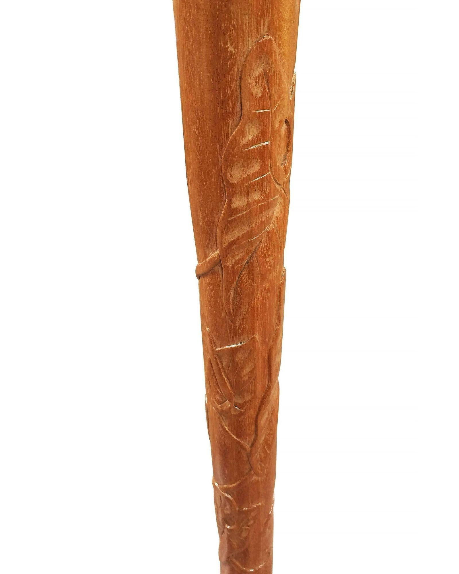 Russel Wright Style Hand-Carved Torchiere Floor Lamp, Pair - 15