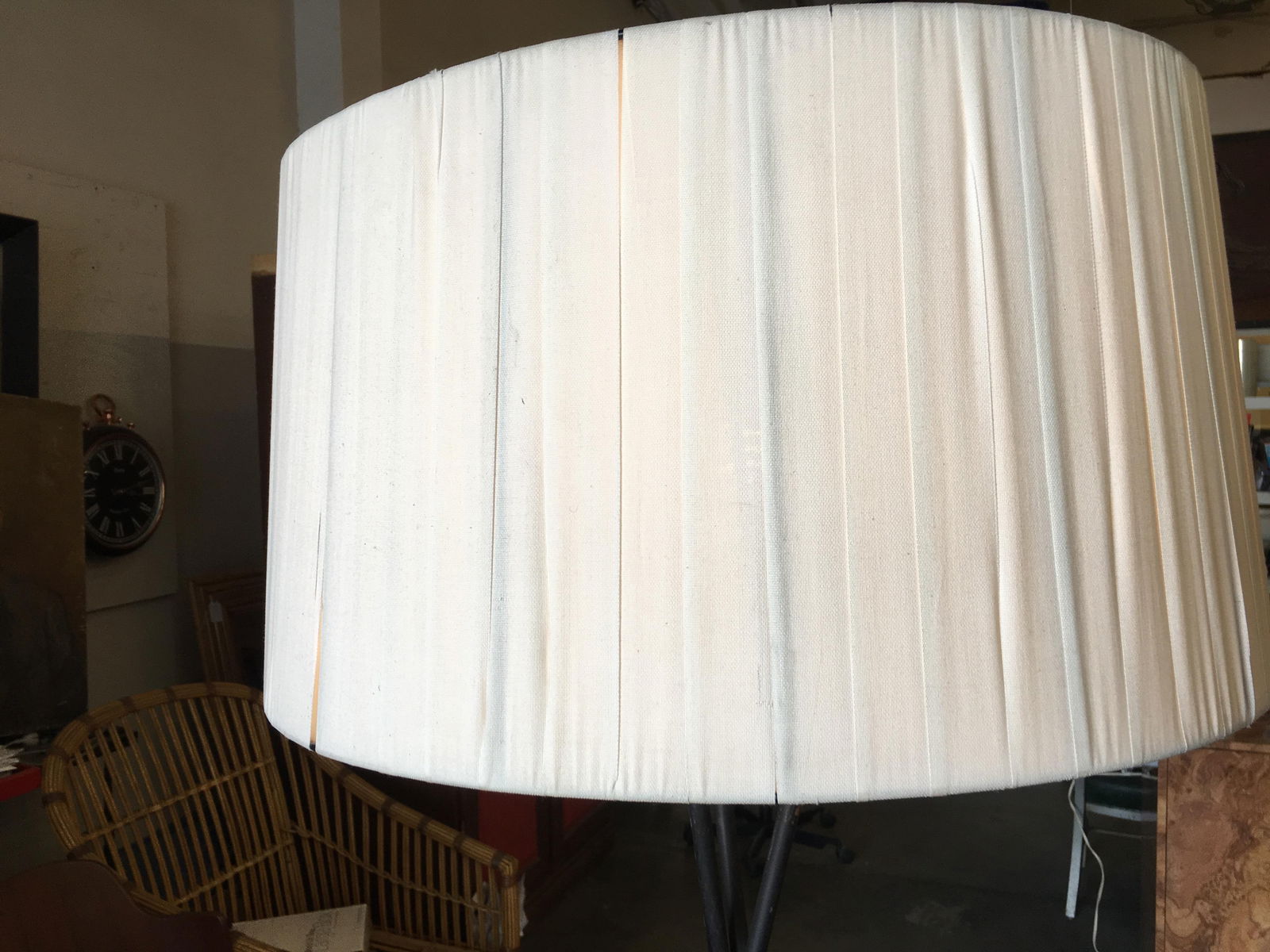 Midcentury Black Thin Iron Rod Tripod Floor Lamp - 4