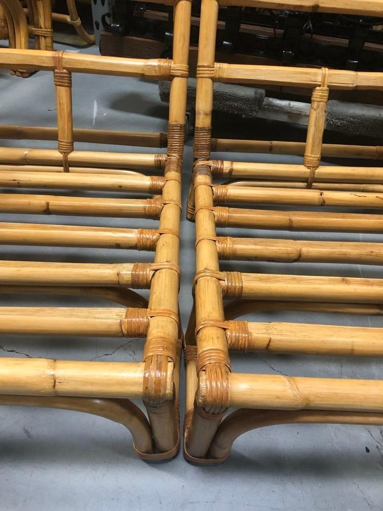 Restored Rattan Double Horseshoe Settee - Pair - 13