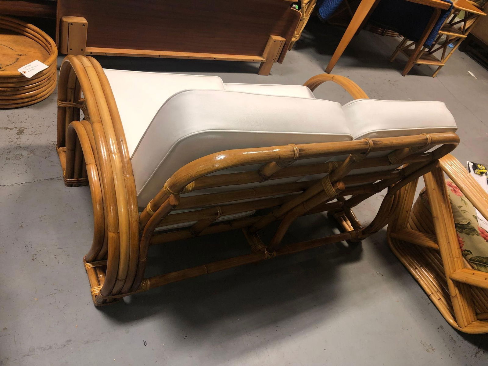 Restored Rattan Double Horseshoe Settee - Pair - 2