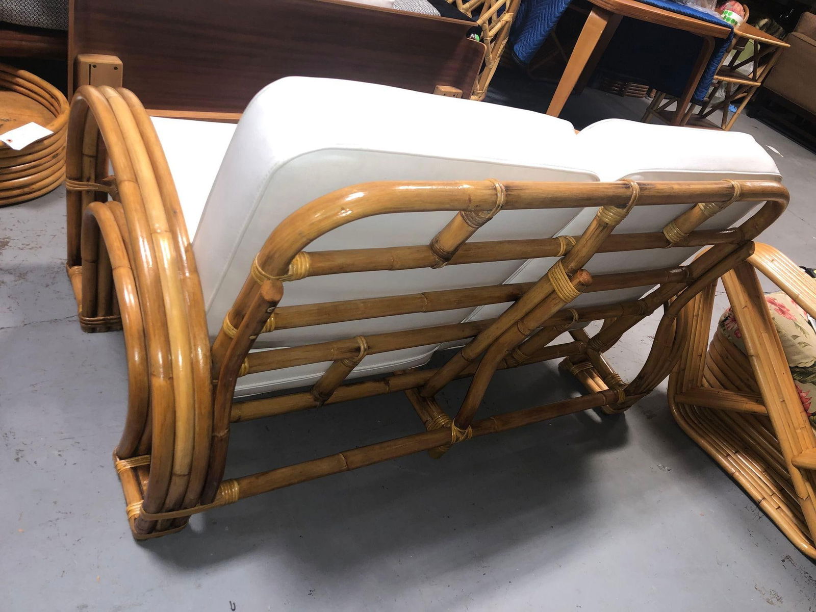 Restored Rattan Double Horseshoe Settee - Pair - 3