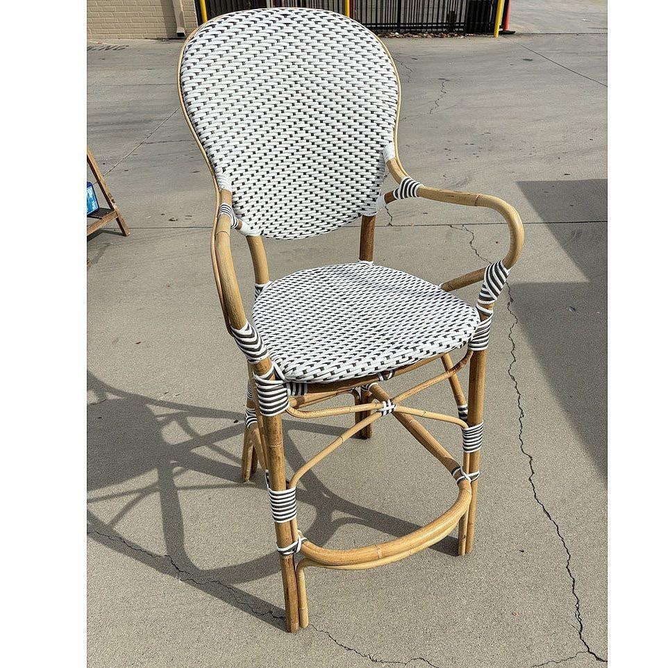 Set of 5 Danish Bistro "Isabell" Rattan Barstools w/ Woven Seat & Back by Sika D - 5