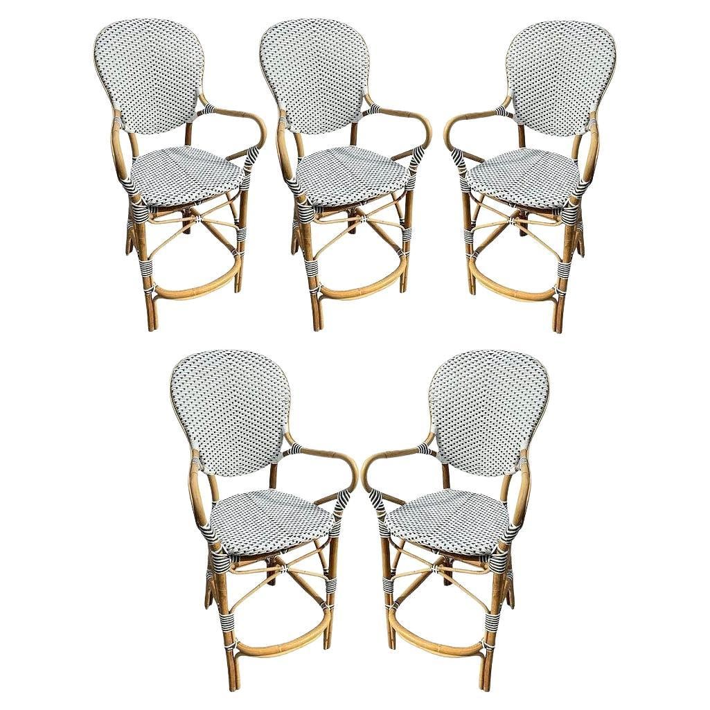 Set of 5 Danish Bistro "Isabell" Rattan Barstools w/ Woven Seat & Back by Sika D - 6