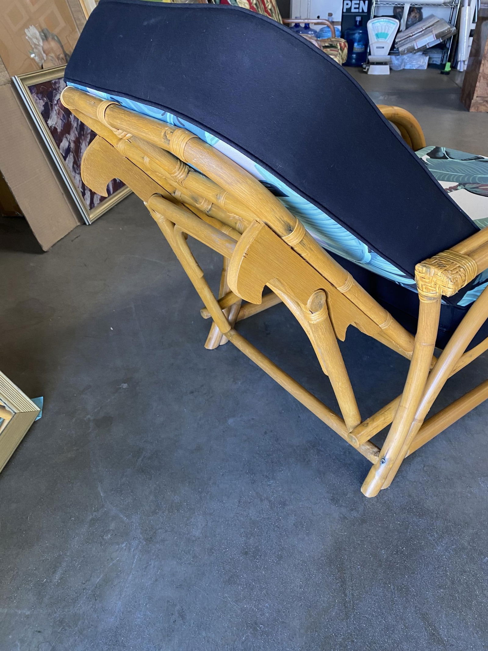 Restored Two-Strand "40s Transition" Adjustable Rattan Lounge Chair - 5