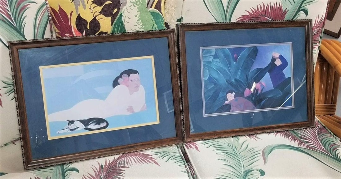 Set of 4 "Women of Hawaii" Serigraph Art Prints by Pegge Hopper - 19