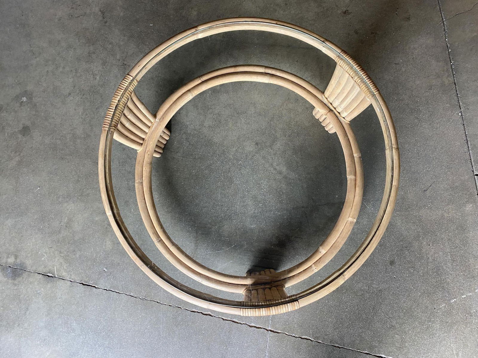 Five Strand Rattan Coffee Table with Glass Top - 11