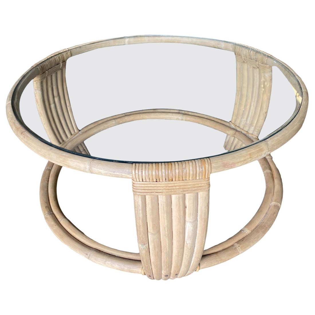 Five Strand Rattan Coffee Table with Glass Top - 14