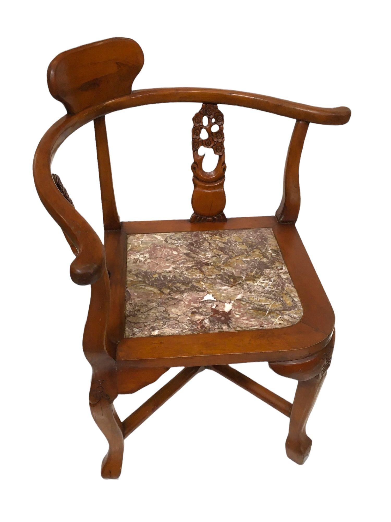 Rosewood Horseshoe Chair with Marble Seat by James Mont, Pair - 11