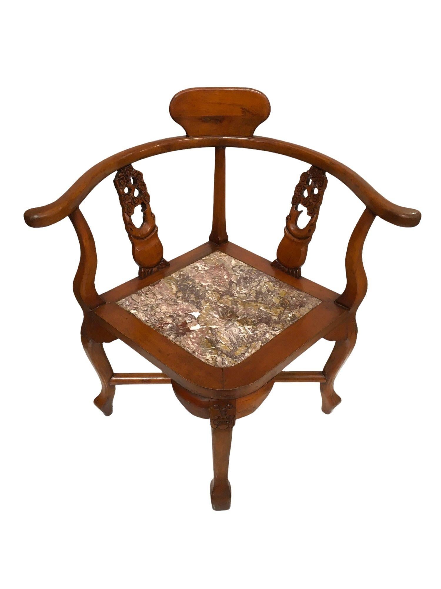 Rosewood Horseshoe Chair with Marble Seat by James Mont, Pair - 14