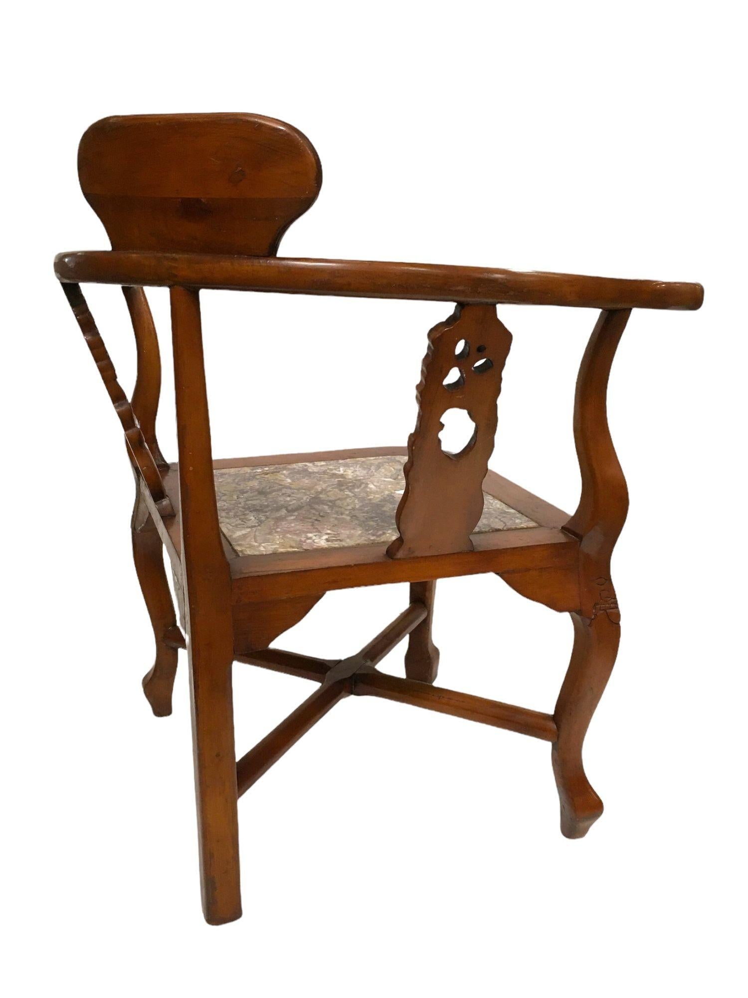 Rosewood Horseshoe Chair with Marble Seat by James Mont, Pair - 16