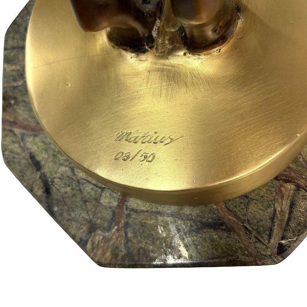 Art Deco Style Egyptian Belly Dancer Bronze Sculpture on Marble Base by Marius - 6