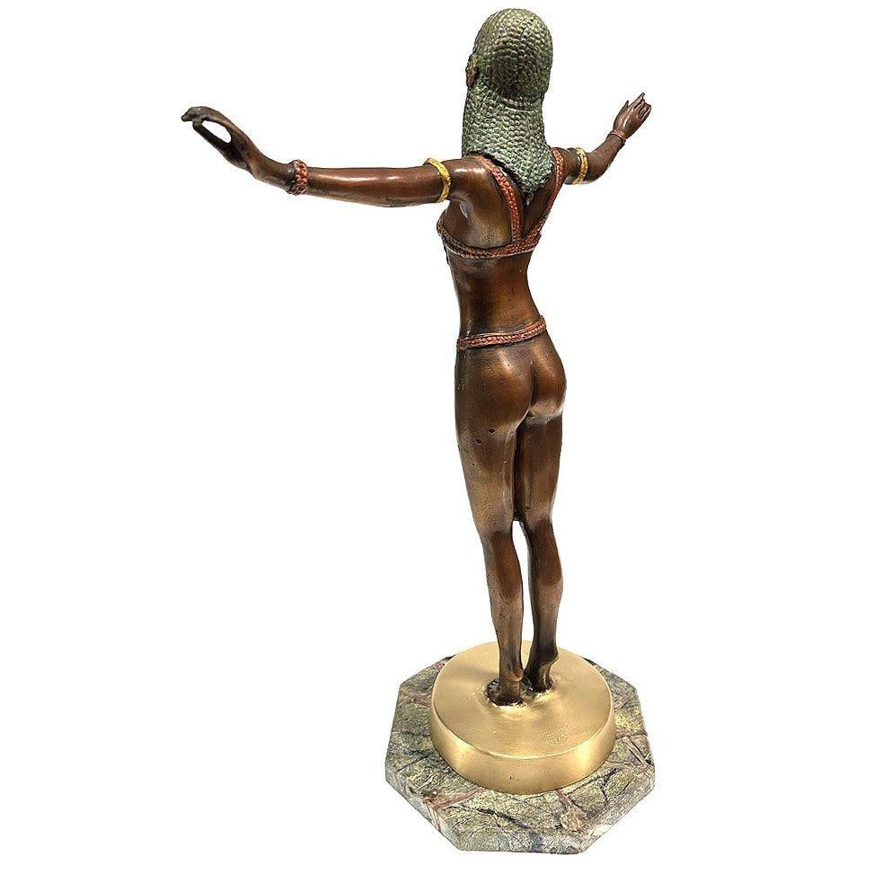 Art Deco Style Egyptian Belly Dancer Bronze Sculpture on Marble Base by Marius - 8