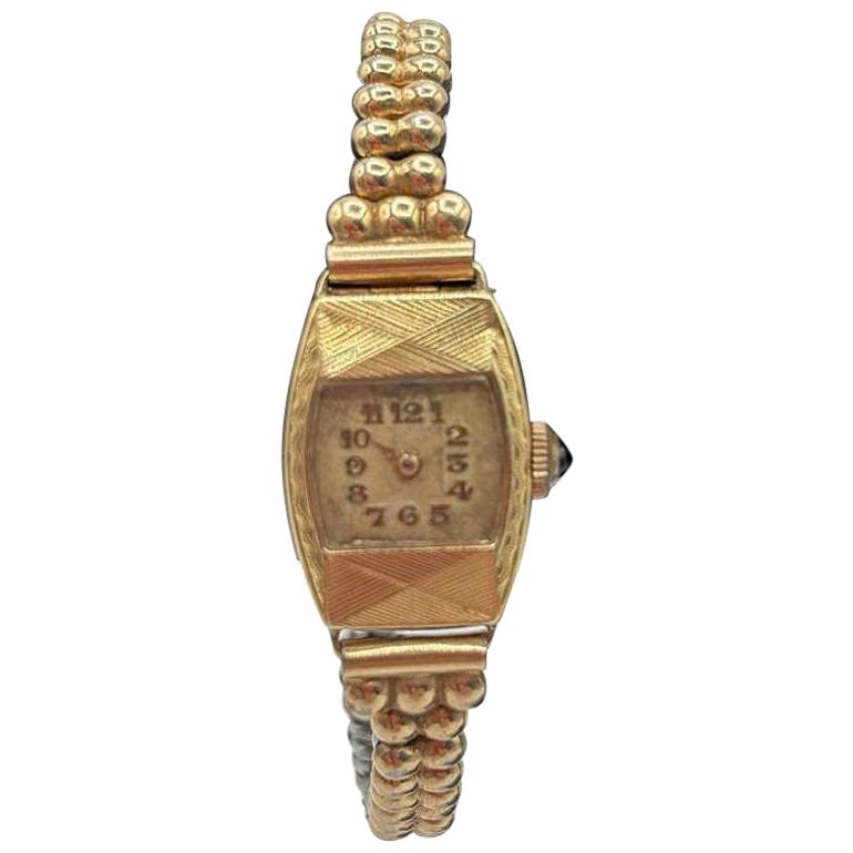 Swiss Made Rolled Gold Plate Art Deco Women's Watch by Gruen w/ Wristband - 13