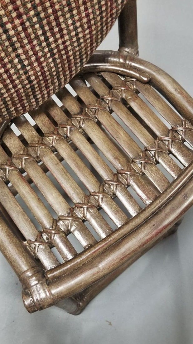 Mid Century Dark Stained Rattan Bar Stools with Stick Back, set of 8 - 4