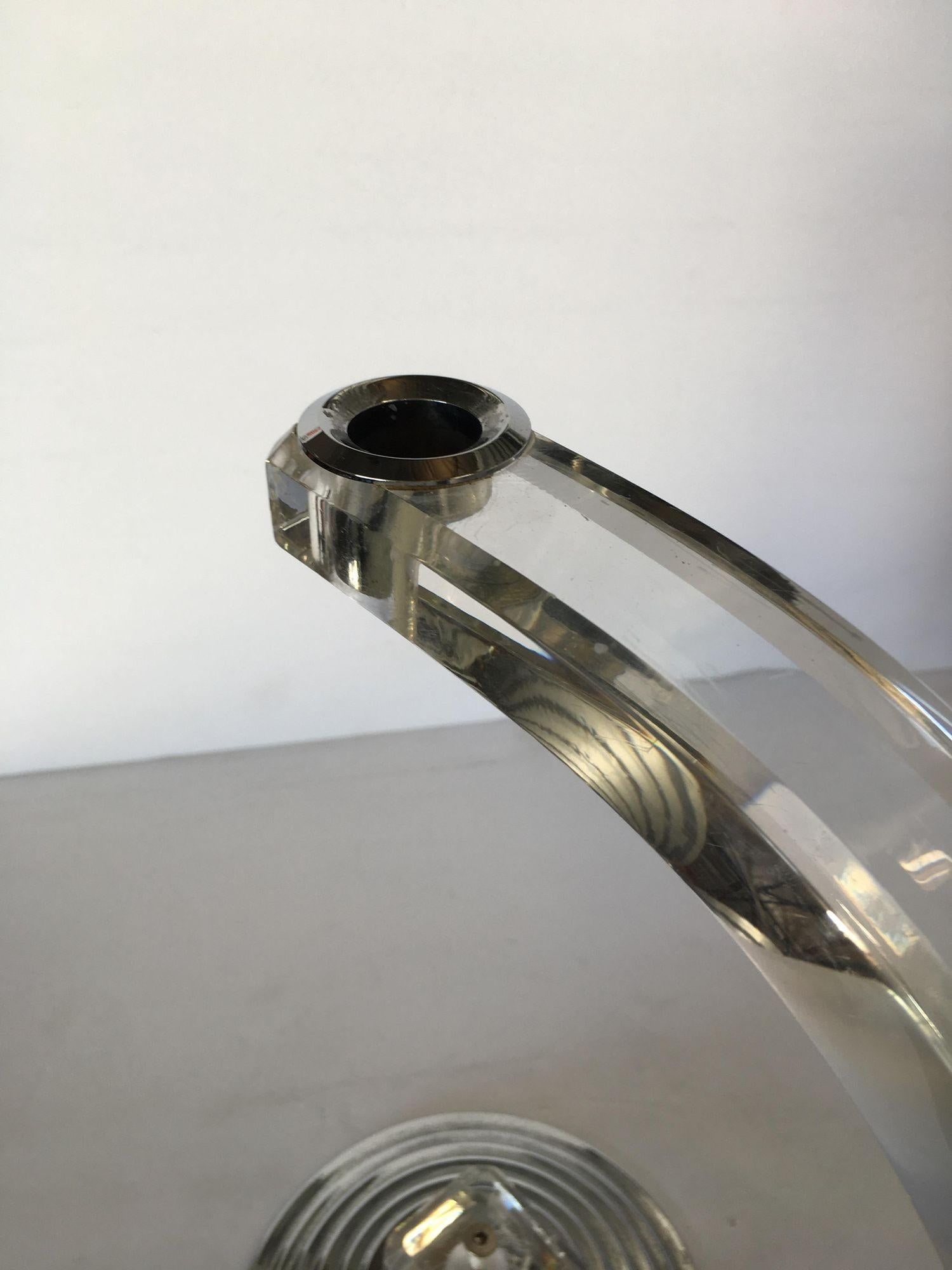 Charles Hollis Jones Lucite & Chrome Candlestick Holder - 16