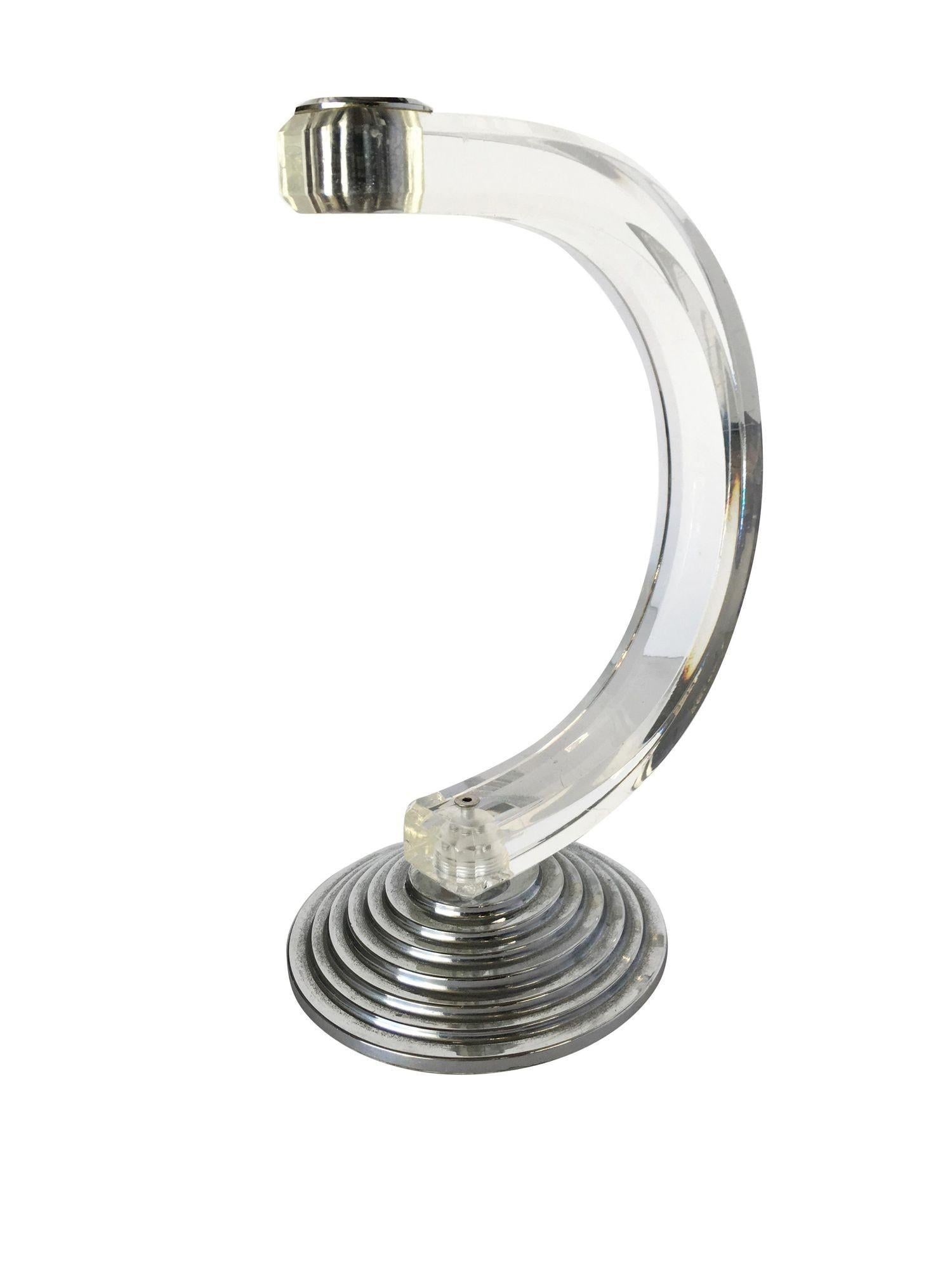 Charles Hollis Jones Lucite & Chrome Candlestick Holder - 6