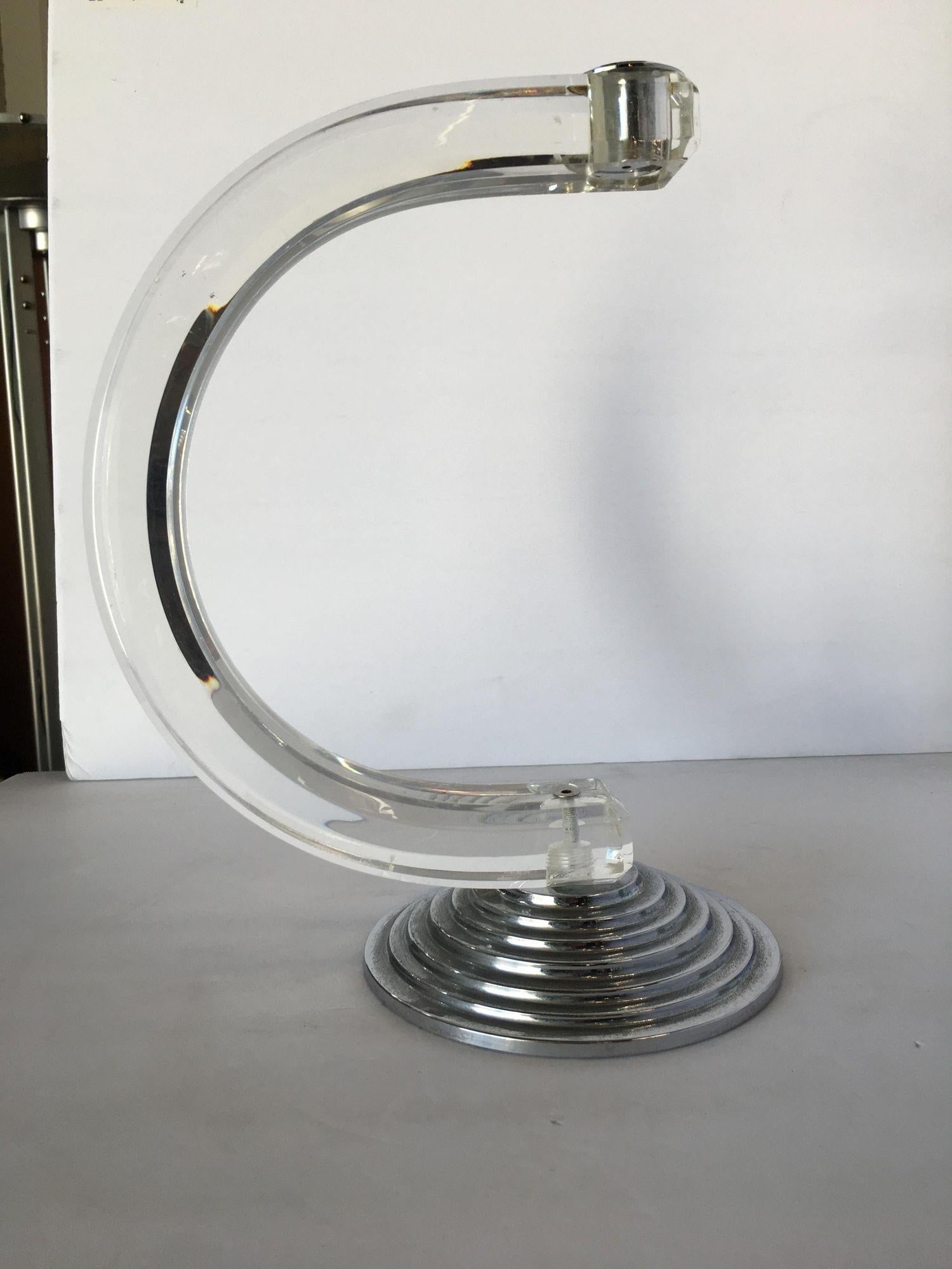 Charles Hollis Jones Lucite & Chrome Candlestick Holder - 8