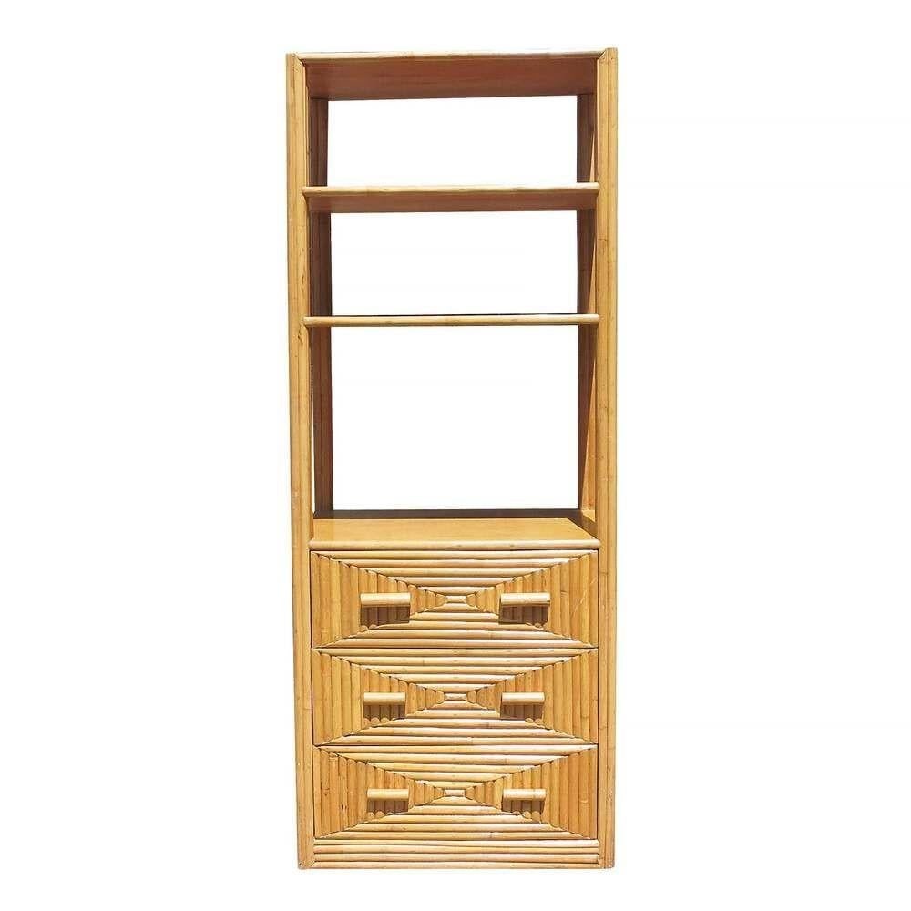 Restored Rattan & Mahogany Display Curio Cabinet Etagere - 17