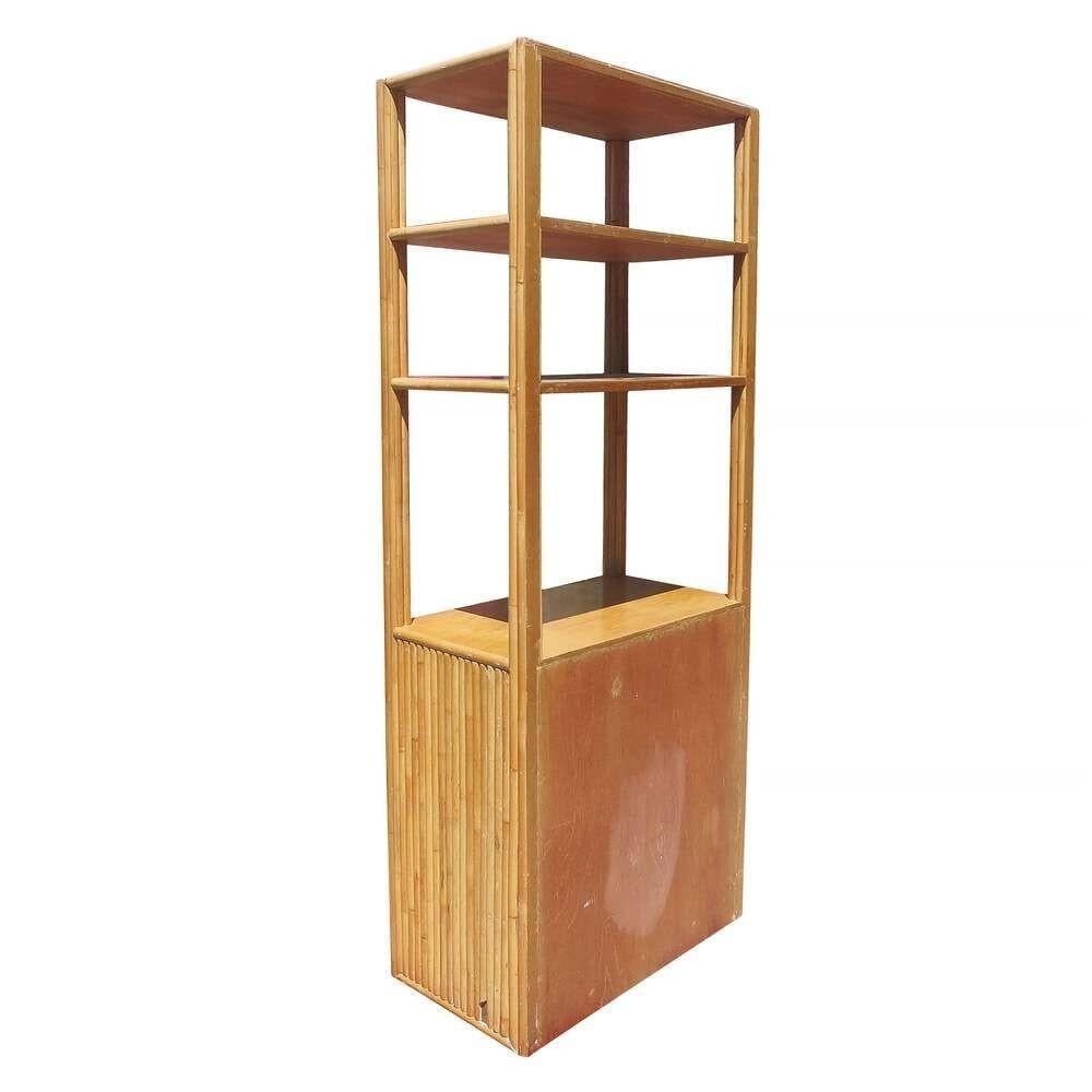 Restored Rattan & Mahogany Display Curio Cabinet Etagere - 18
