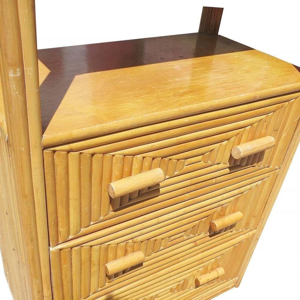 Restored Rattan & Mahogany Display Curio Cabinet Etagere - 3