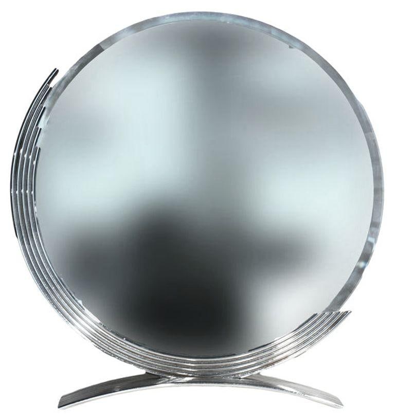 Art Deco Round Table Mirror in Chrome - 8