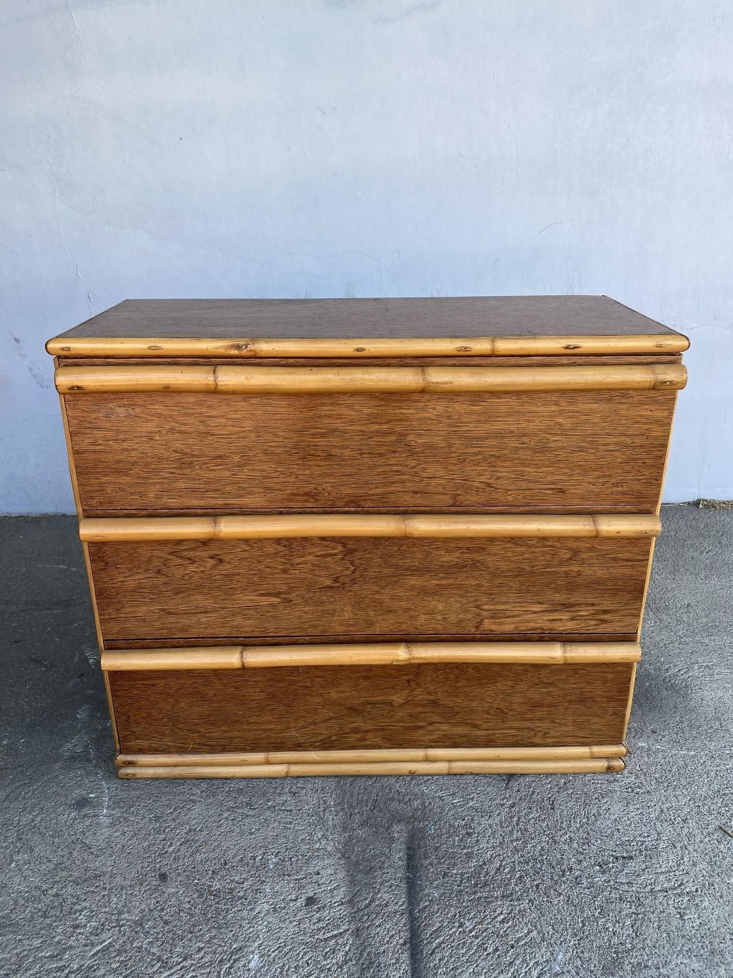 Restored Modernist Mahogany Chest of Drawers W/ Rattan Pulls - 10