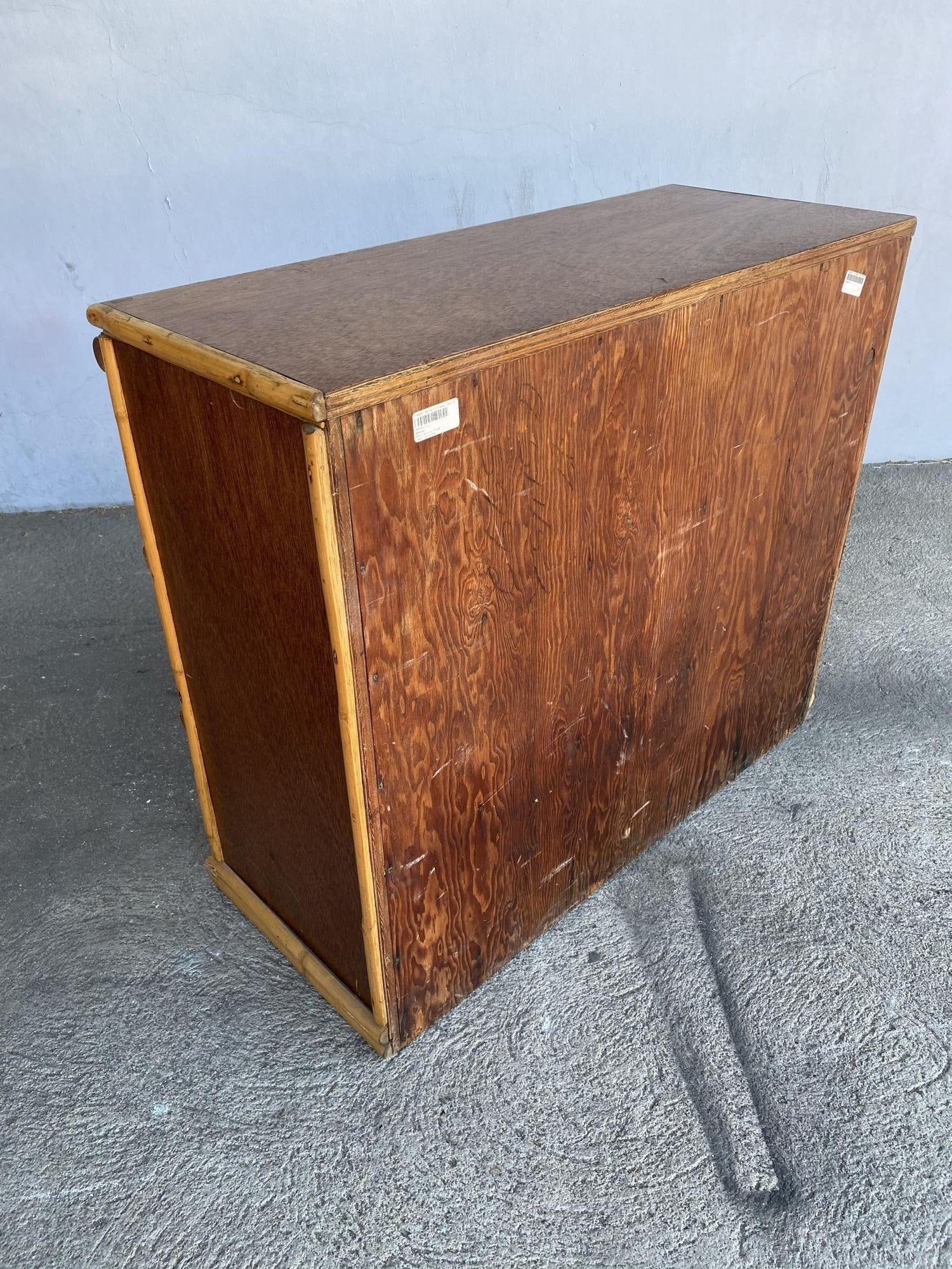 Restored Modernist Mahogany Chest of Drawers W/ Rattan Pulls - 15