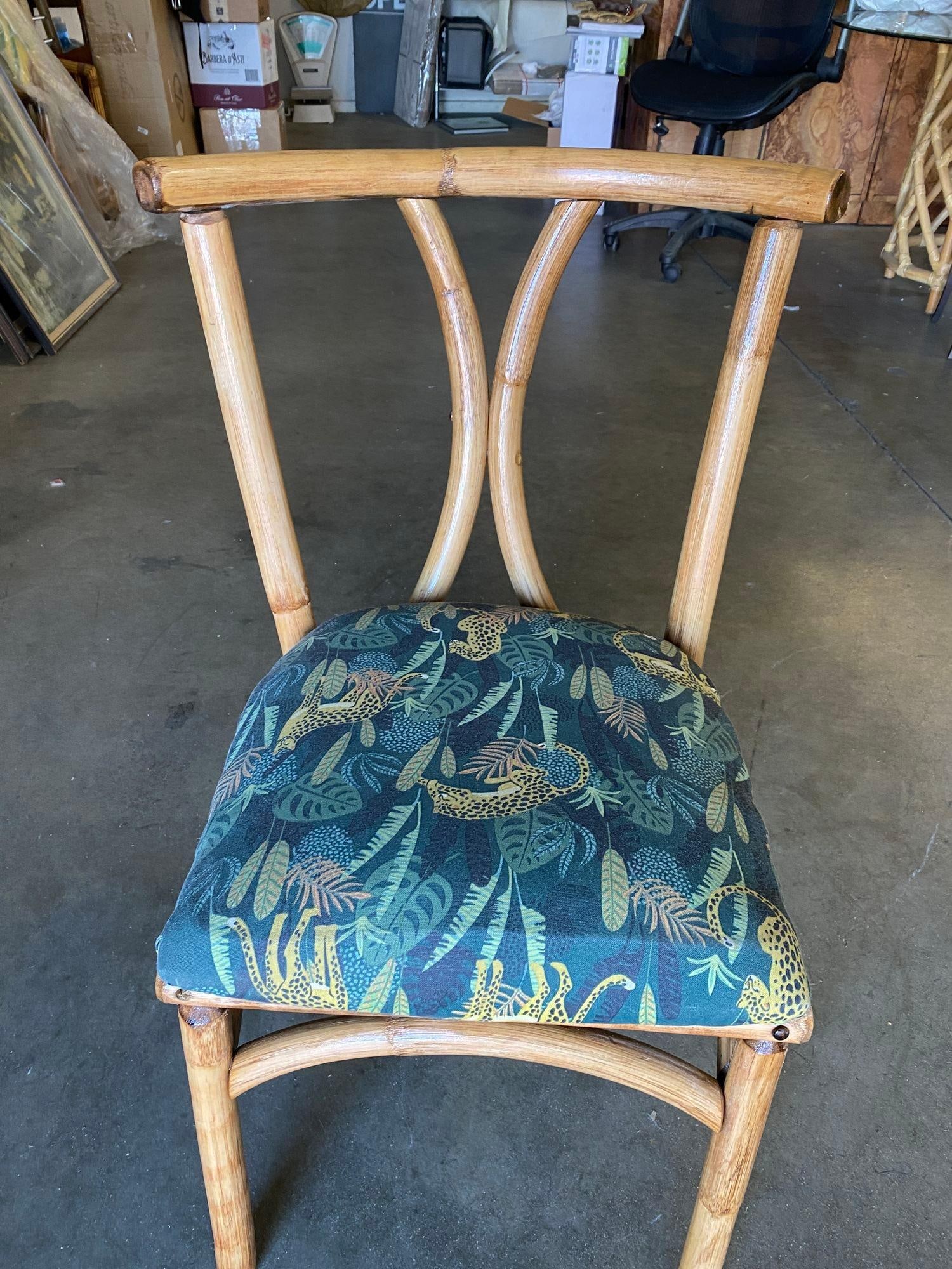 Restored Midcentury Rattan Dining Side Chair with Hourglass Back, Pair - 4