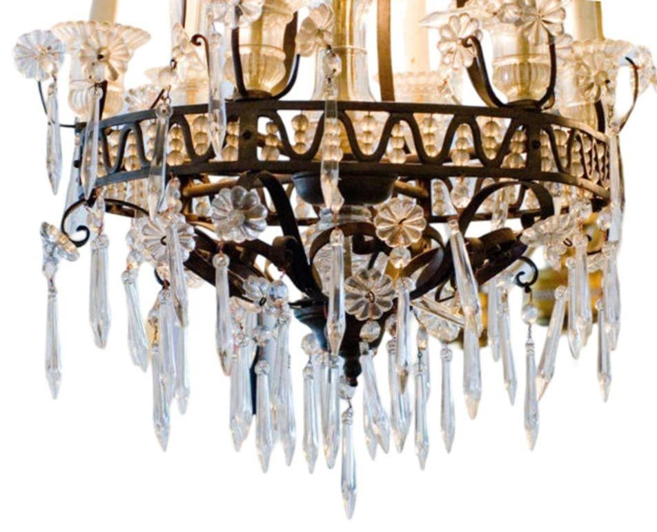Louis XVI Revival Style French Crystal and Bronze Chandelier - 12