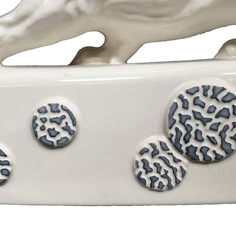 White Ceramic "Sportsman Panther" TV Lamp signed Kron, 1955 - 12