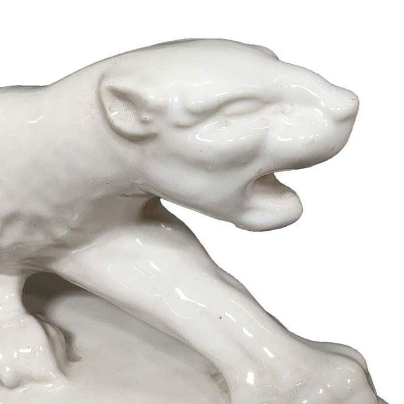 White Ceramic "Sportsman Panther" TV Lamp signed Kron, 1955 - 5