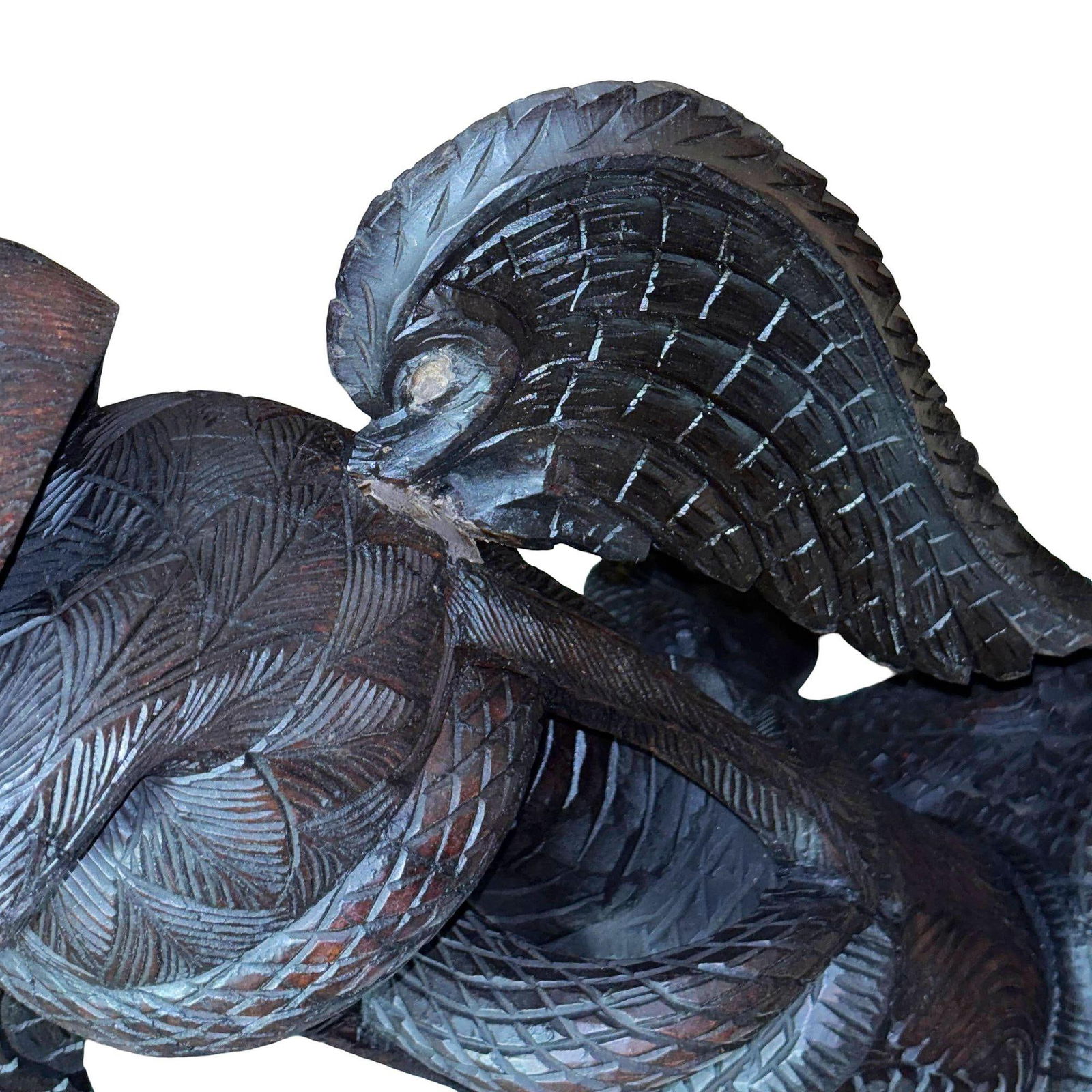 19th Century Anglo Indian Carved Bird & Serpent Wooden Blackwood Plant Stand - 5