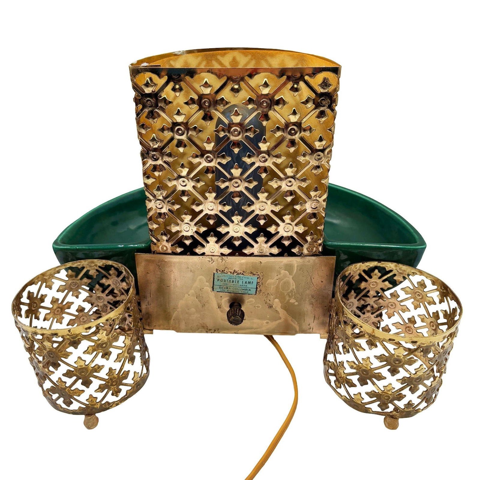 Mid-century Regancy Brass & Ceramic TV Lamp & Planter by Sierra Columbia - 10