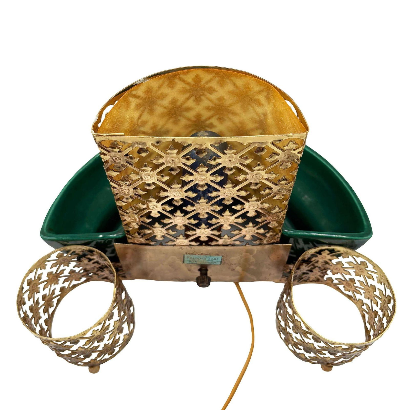 Mid-century Regancy Brass & Ceramic TV Lamp & Planter by Sierra Columbia - 11