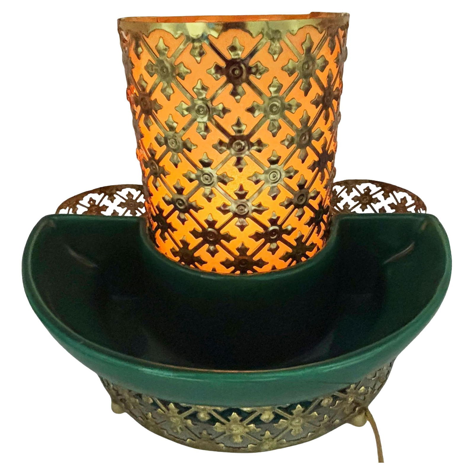 Mid-century Regancy Brass & Ceramic TV Lamp & Planter by Sierra Columbia - 18