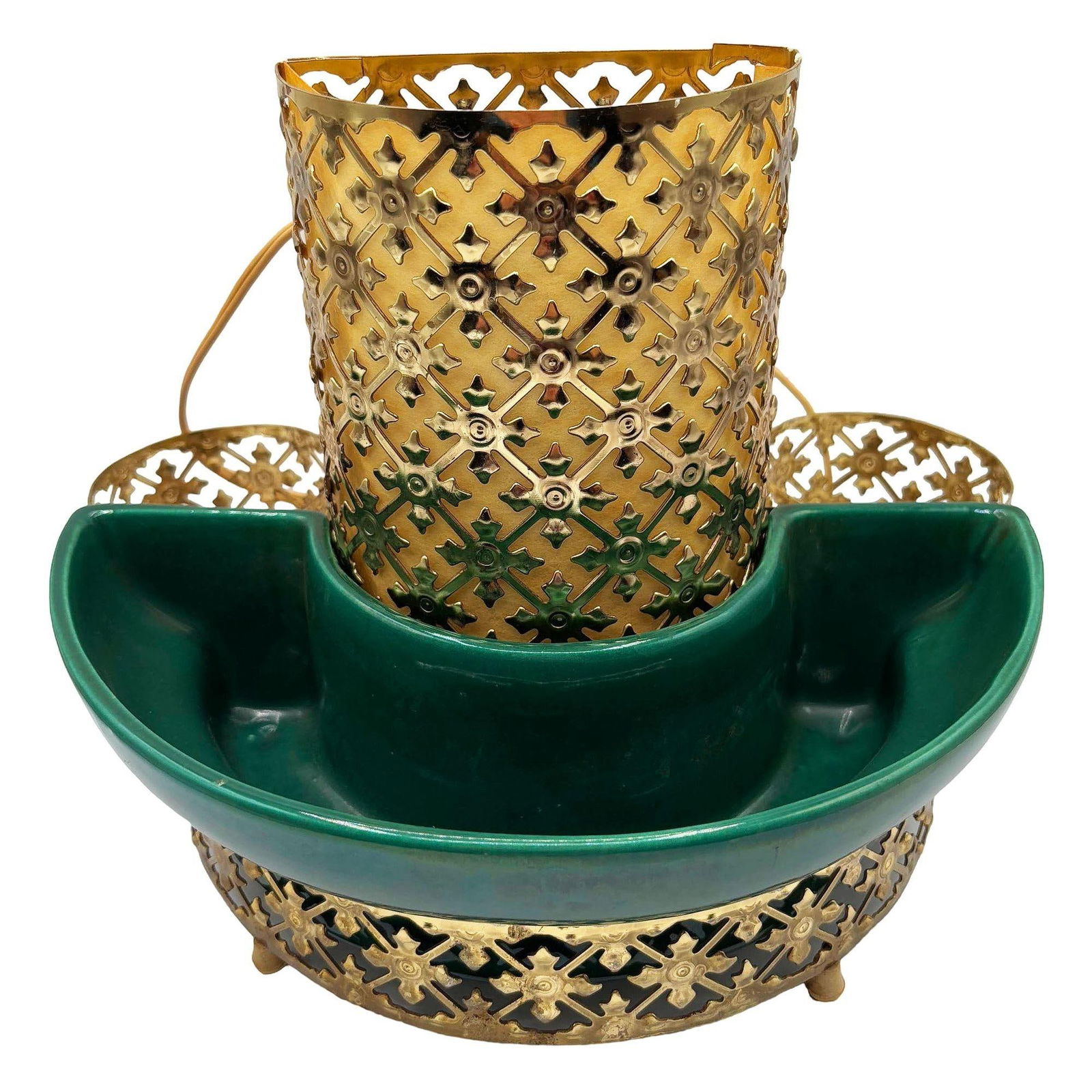 Mid-century Regancy Brass & Ceramic TV Lamp & Planter by Sierra Columbia - 19